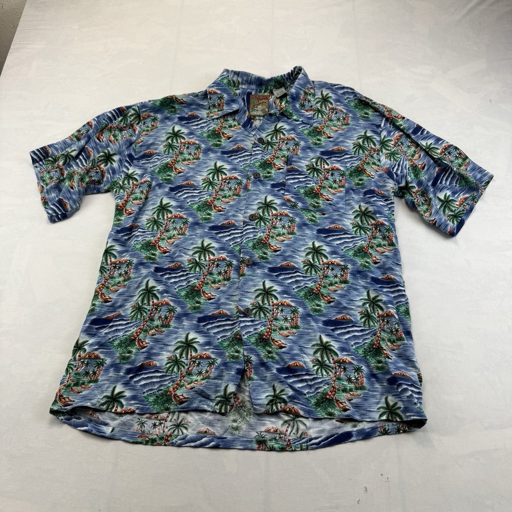 Pineapple Connection Vintage Hawaiian Shirt Men's L Rayon Aloha Tropical USA